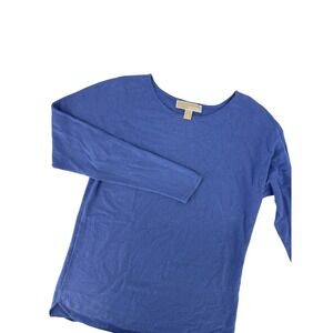 Michael Kors Womens‎ XS Blue Long Sleeve Knit Tunic Sweater Curved Hem Top